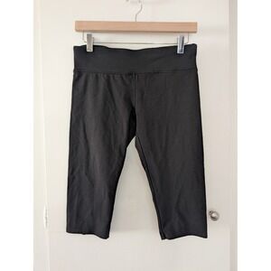 Calvin Klein Black Capris Performance Cropped Leggings Button Hem Women M Active